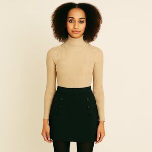 AIX Armani Exchange Black Mini Skirt Button Pocket Detail Back Zipper Sz 6